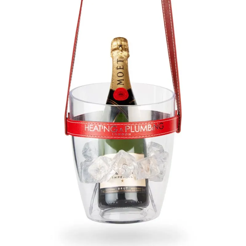 "Keep Your Cool" Champagne Bucket - Red Leather Strap