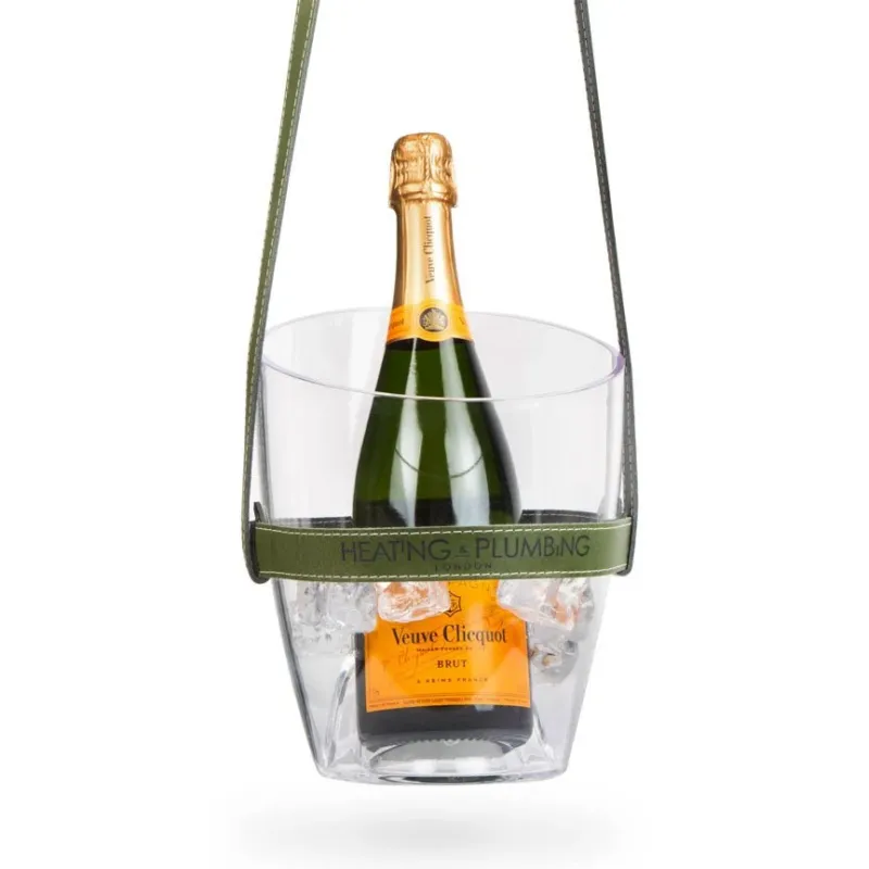 "Keep Your Cool" Champagne Bucket - Khaki Leather strap