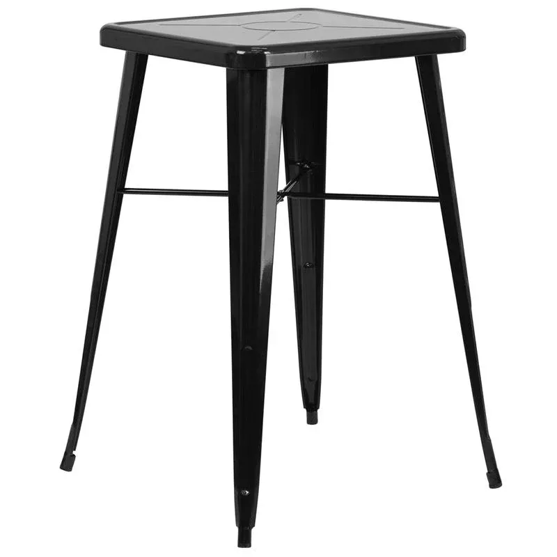 23.75'' Square Black Metal Indoor-Outdoor Bar Height Table By Flash Furniture | Outdoor Tables | Modishstore - 1