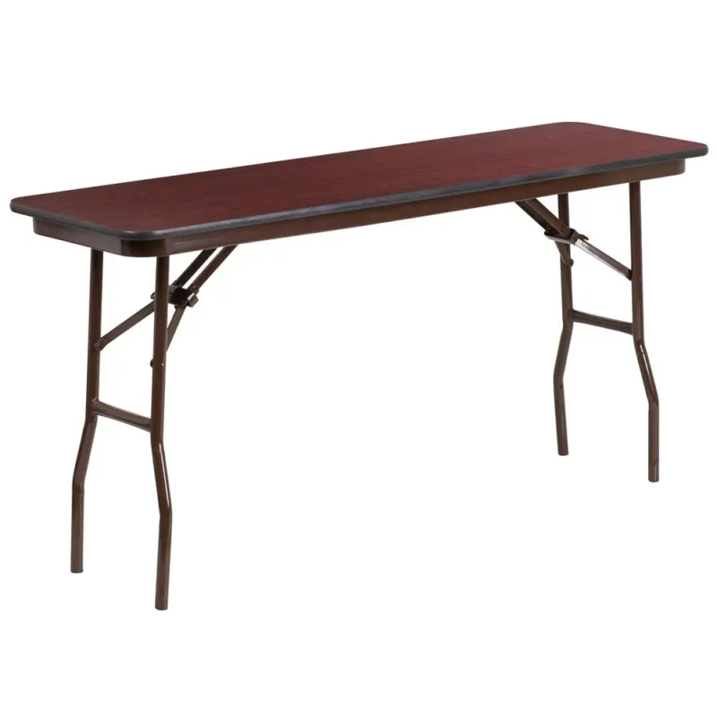 18'' X 60'' Rectangular High Pressure Mahogany Laminate Folding Training Table By Flash Furniture | Side Tables | Modishstore - 1