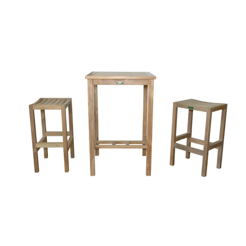 Bahama Montego 3-Pieces Square Bar Set By Anderson Teak | Bar Stools & Table | Modishstore