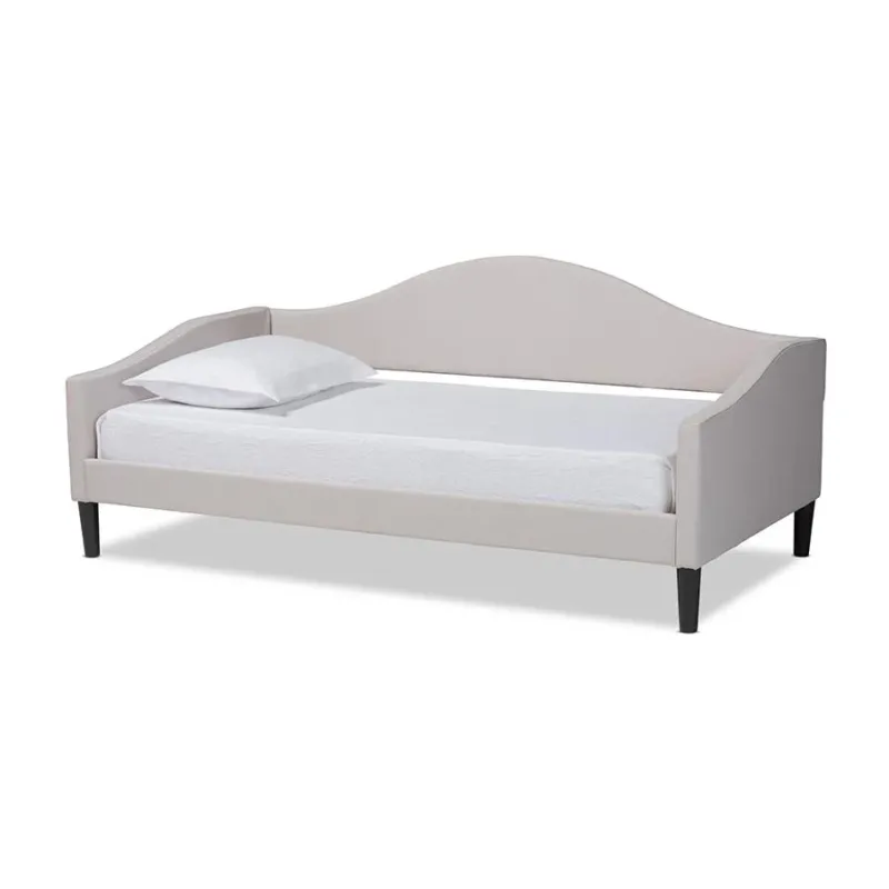 Baxton Studio Milligan Modern and Contemporary Beige Fabric Upholstered and Dark Brown Finished Wood Twin Size Daybed | Daybeds | Modishstore