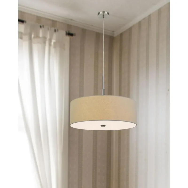 60W X 4 Lonoke Pendant Fixture With Hardback Drum Shade, Grey By Cal Lighting | Chandeliers | Moidshstore