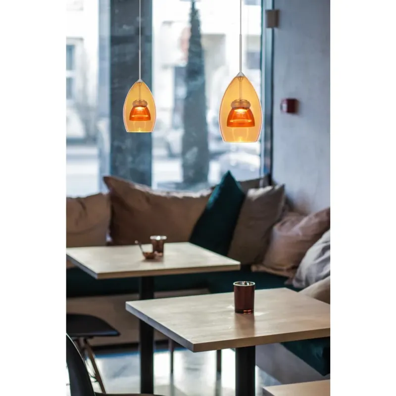 Integrated Dimmable Led Double Glass Mini Pendant Light. 6W, 450 Lumen, 3000K, Amber/Yellow By Cal Lighting | Pendant Lamps | Moidshstore