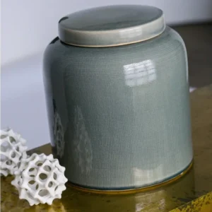 Gold Leaf Design Group Ceramic Textured Jar with Lid - Set Of 2 | Jars & Canisters | Modishstore