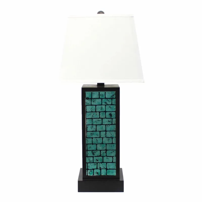Black Metal Bedside Lamp With White Empire Shade By Homeroots | Table Lamps | Modishstore - 1