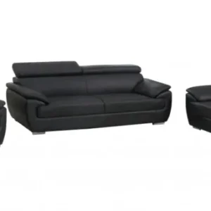 114" Captivating Black Leather Sofa Set By Homeroots | Sofa Set | Modishstore