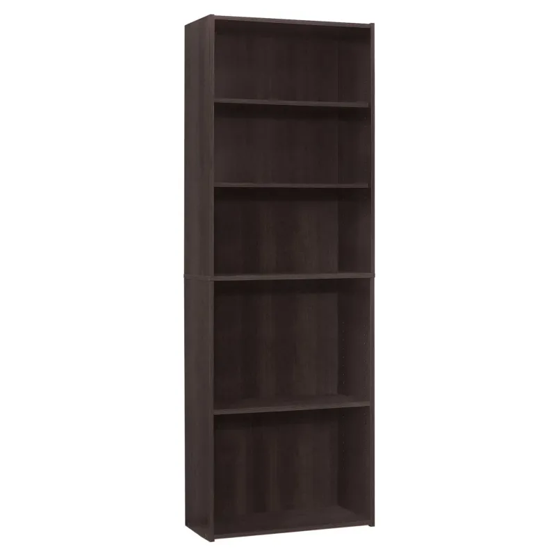 Cappuccino Wood Adjustable Bookcase By Homeroots | Bookcases | Modishstore - 1