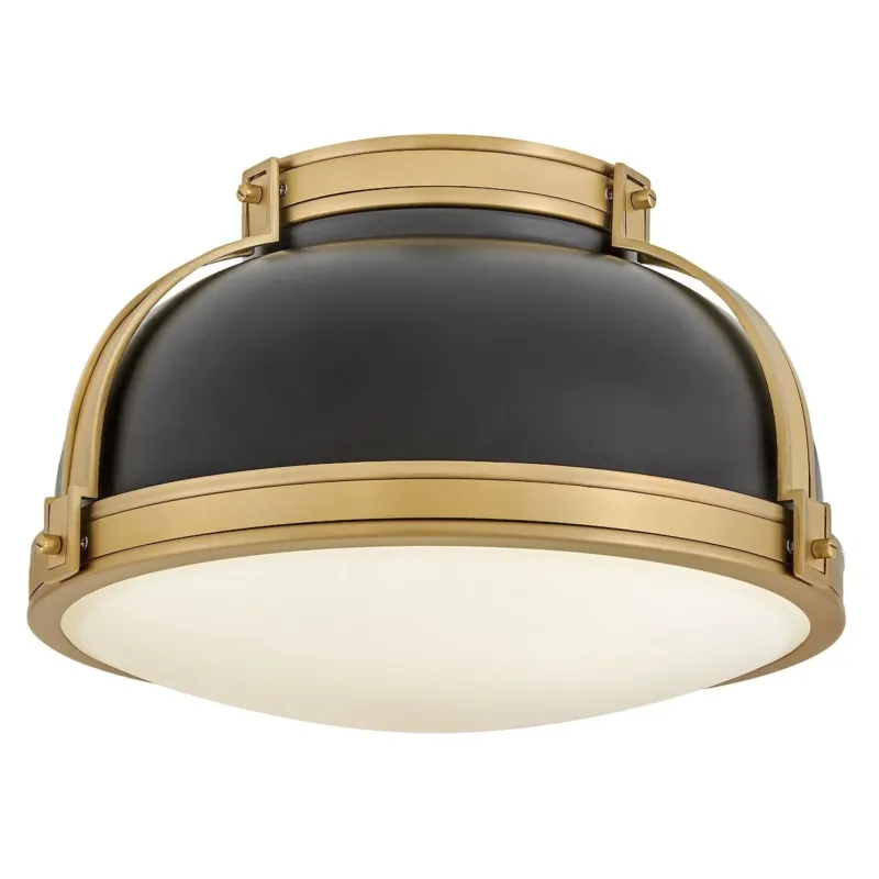 Barton 14" Flush Mount | Black & Lacquered Brass