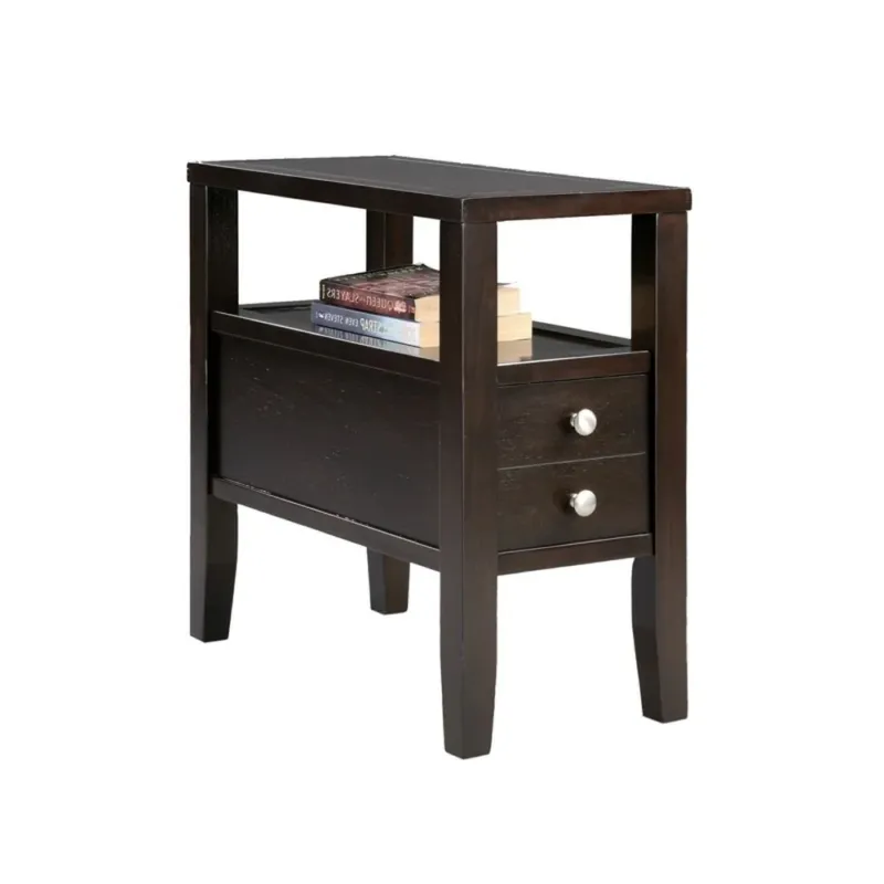 24" Brown Solid Wood Rectangular End Table With Two Drawers By Homeroots | End Tables | Modishstore