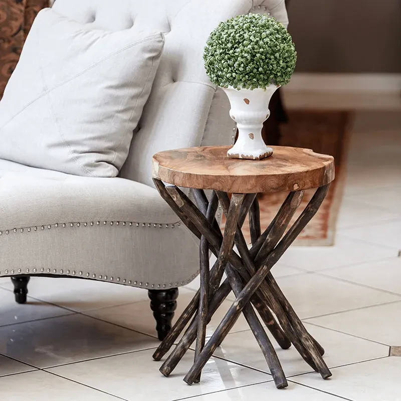 Teak Branched-Out Table - Round By Garden Age Supply | Accent Tables | Modishstore - 1