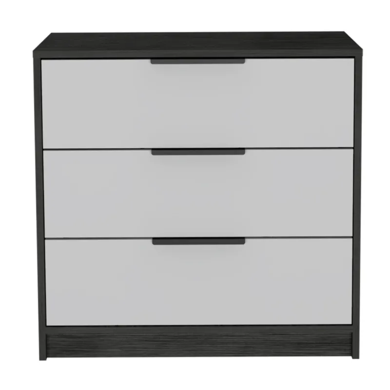 White And Smokey Oak Manufactured Wood Three Drawer Dresser By Homeroots | Dressers | Modishstore - 1