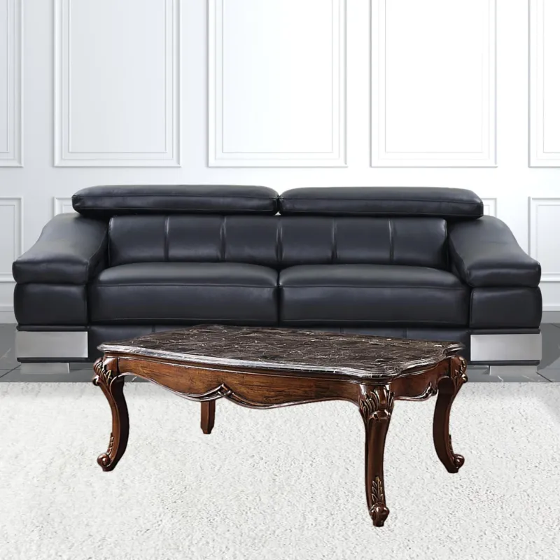 52" Marble And Cherry Faux Marble Rectangular Coffee Table By Homeroots | Coffee Tables | Modishstore
