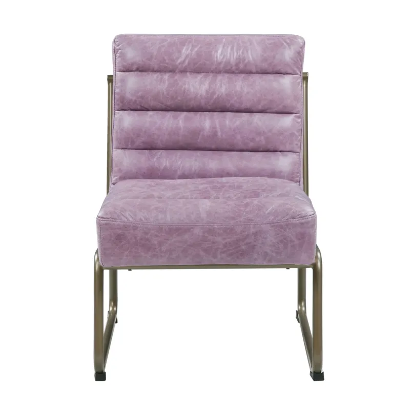 22" Top Grain Leather And Steel Ikat Side Chair By Homeroots | Armchairs | Modishstore
