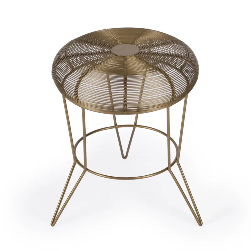 18" Antique Gold Iron Round End Table By Homeroots | End Tables | Modishstore
