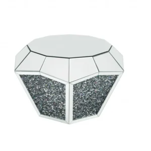 28" Silver And Clear Glass And Manufactured Wood Round Mirrored Coffee Table By Homeroots | Coffee Tables | Modishstore