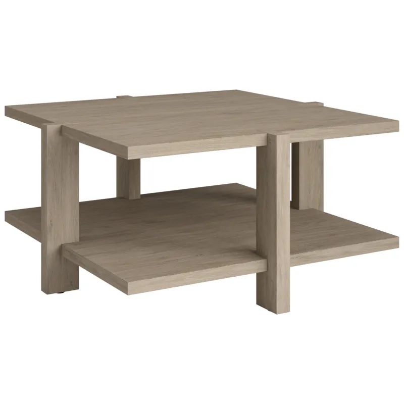 Gray Square Coffee Table With Shelf By Homeroots | Coffee Tables | Modishstore - 1