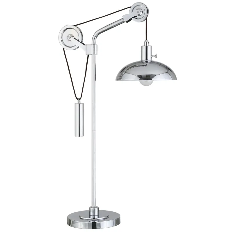Silver Metal Adjustable Desk Table Lamp With Nickel Dome Shade By Homeroots | Table Lamps | Modishstore - 1