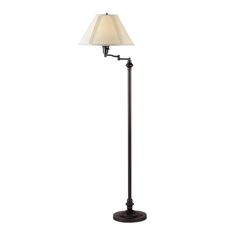Bronze Swing Arm Floor Lamp With Beige Empire Shade By Homeroots | Floor Lamps | Modishstore - 1