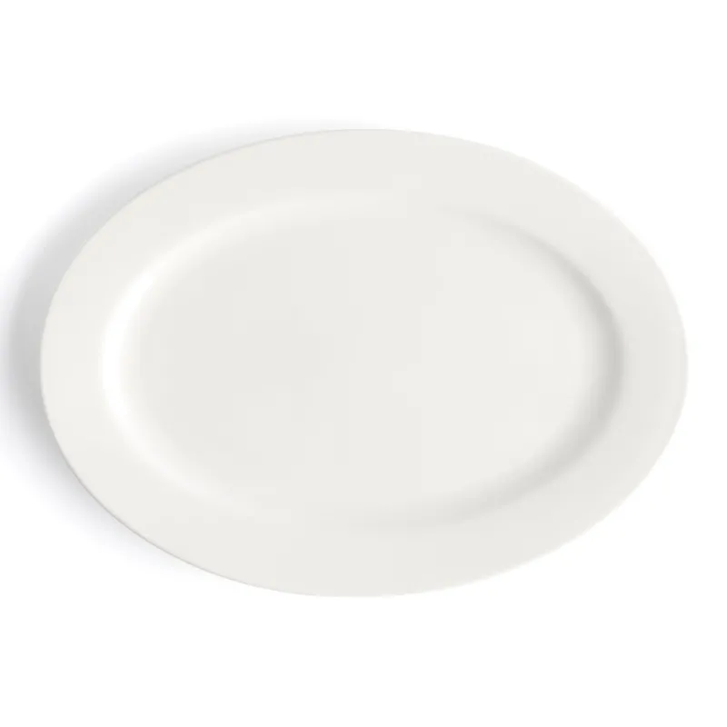 Browne Foundation Oval Wide Rim Plate, 11.75" x 8.5", White (12-pack)