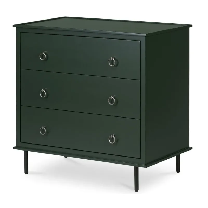 Reagan 3 Drawer Nightstand | Deep Green