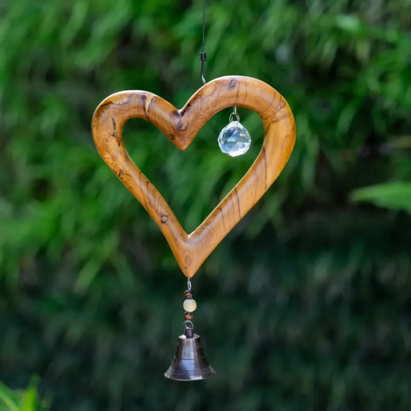 Recycled Teak Sun Catcher - Heart Set of 2 By Garden Age Supply | Sculptures | Modishstore - 1