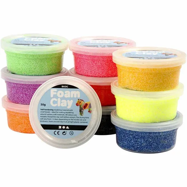 CREATIVE FOAM CLAY- ASST COLS 10X35GRM