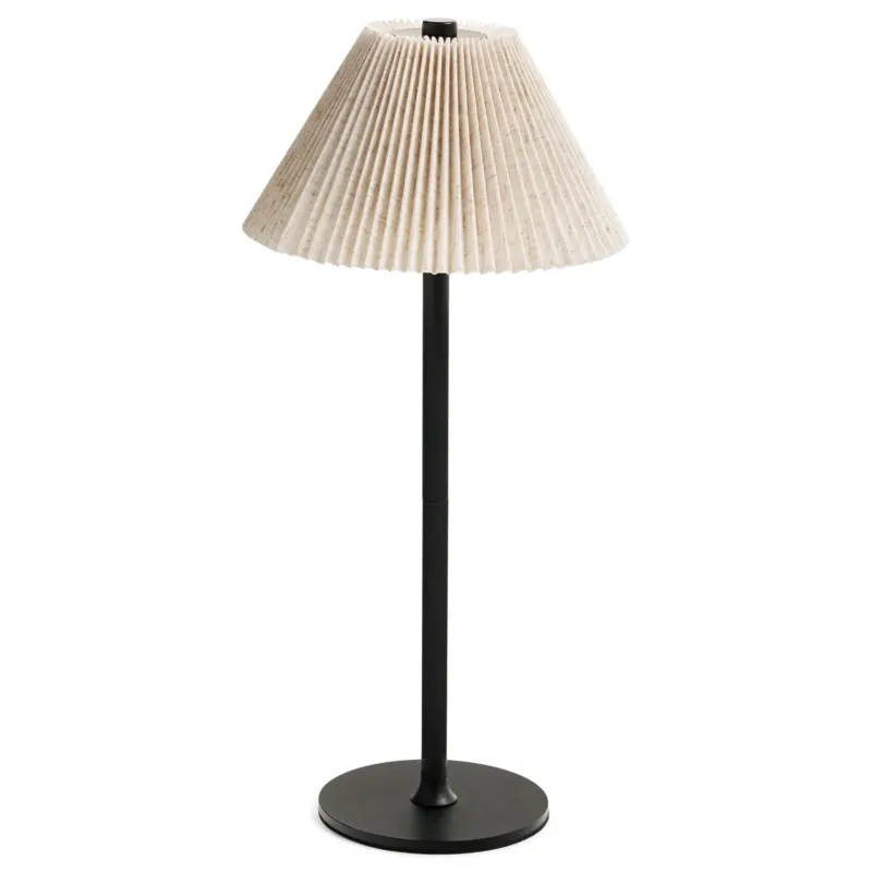 Pleated Linen Shade LED Table Light | Black