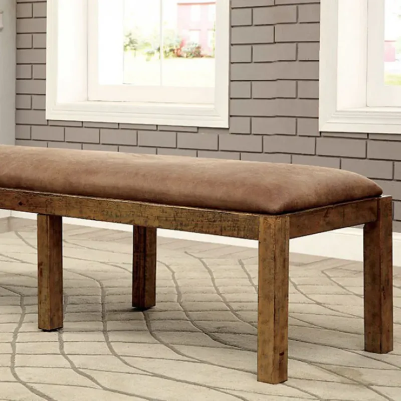 Gianna Transitional Bench, Rustic Pine By Benzara | Stools & Benches | Modishstore