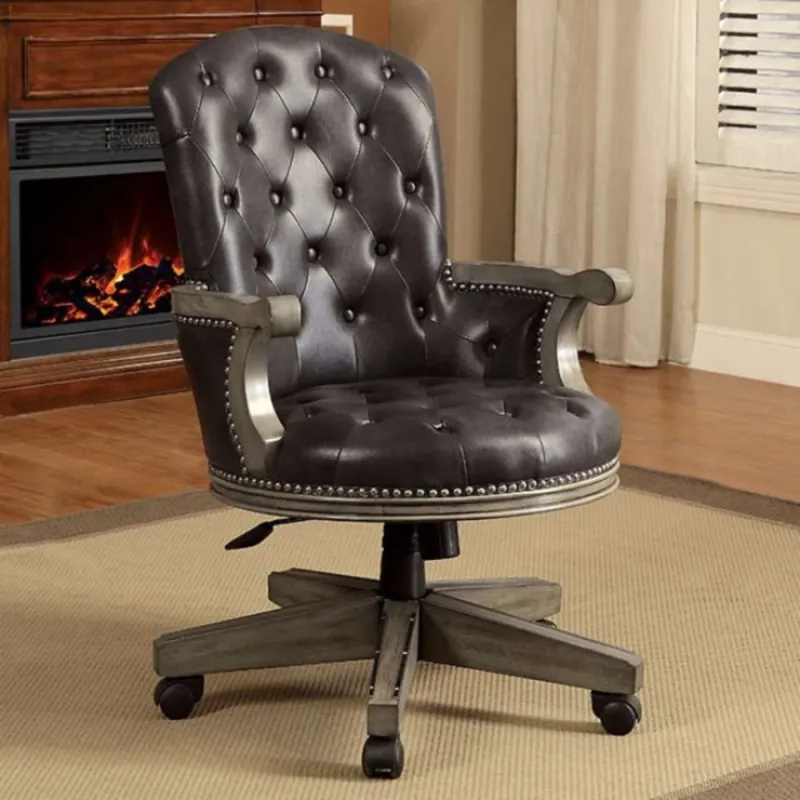 Yelena Height Adjustable Arm Chair In Gray And Black By Benzara | Armchairs | Modishstore