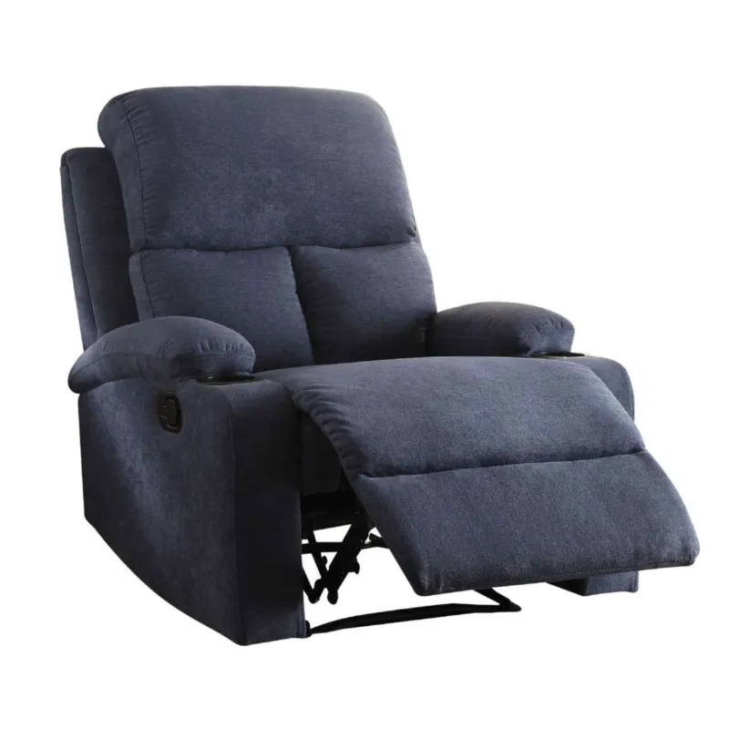 Rosia Comfy Recliner , Blue Linen By Benzara | Chairs & Recliners | Modishstore
