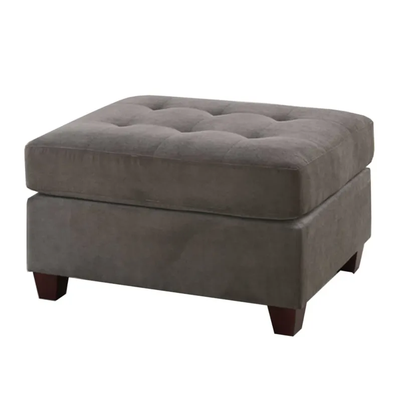 Cocktail Ottoman In Charcoal Gray Waffle Suede Fabric By Benzara | Ottomans | Modishstore
