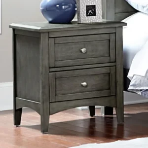 2 Drawers Wooden Night Stand With Flared Legs Gray By Benzara | Nightstands | Modishstore