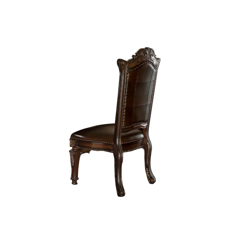 Faux Leather Upholstered Wooden Side Chair Button Tufted Back, Brown, Set Of Two By Benzara | Accent Chairs | Modishstore