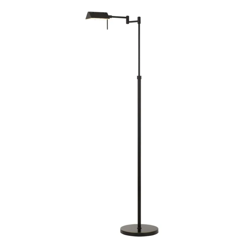 10W Led Adjustable Metal Floor Lamp With Swing Arm, Black By Benzara | Floor Lamps | Modishstore