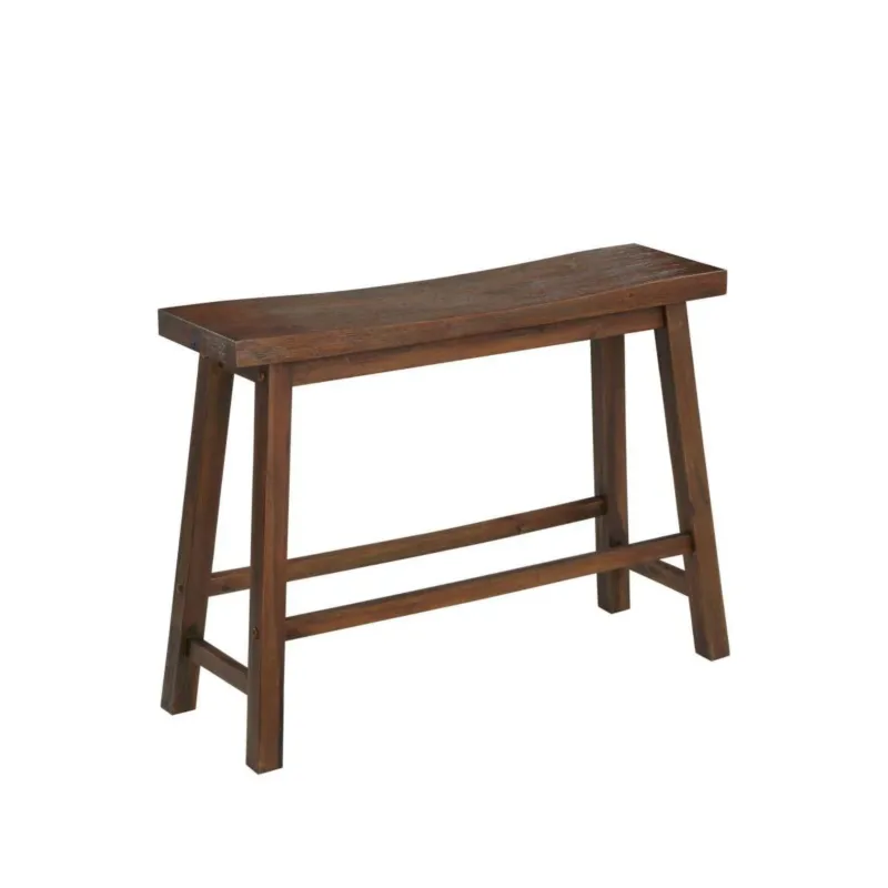 Saddle Design Wooden Bench With Grain Details, Brown By Benzara | Benches | Modishstore
