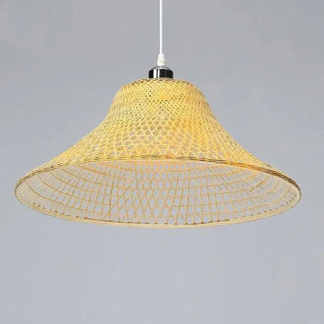 Bamboo Wicker Rattan Cap Lampshade Pendant Light by Artisan Living | ModishStore | Pendant Lamps