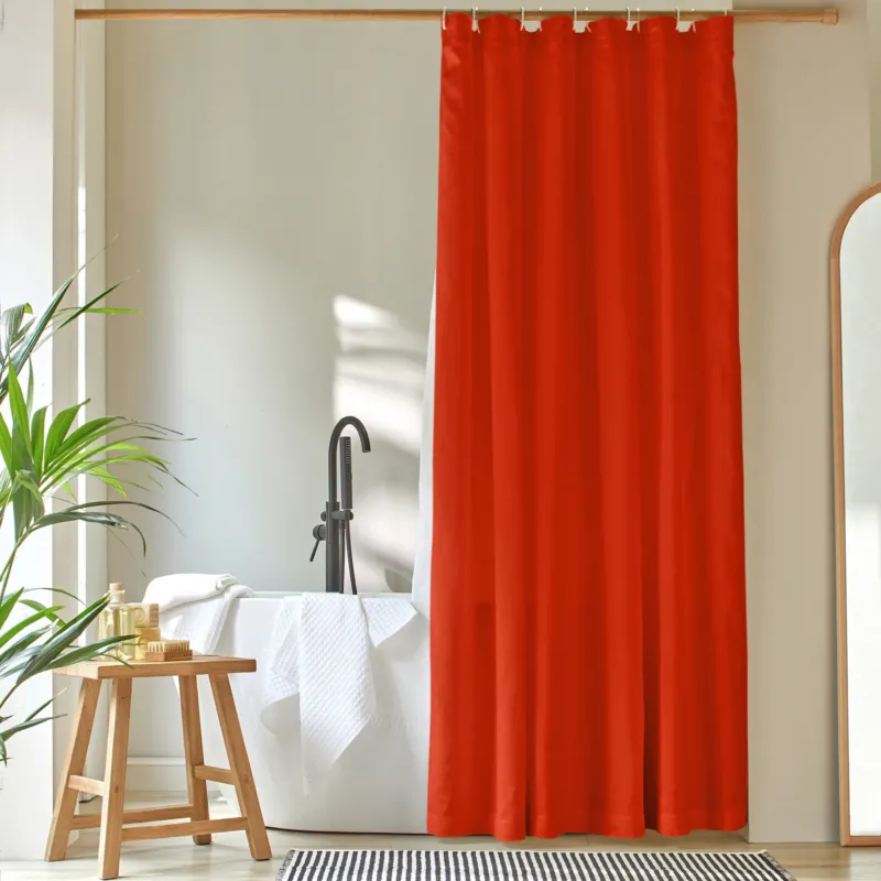 Rideau de douche simple en lin sur mesure Corail