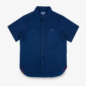 IHSH-417-IND - 5oz Double Gauze Short Sleeved Work Shirt - Indigo