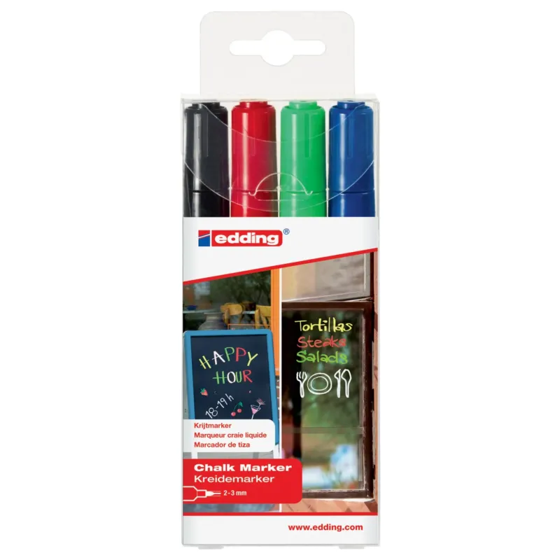 EDDING 4095 CHALK MARKER WALLET OF 4