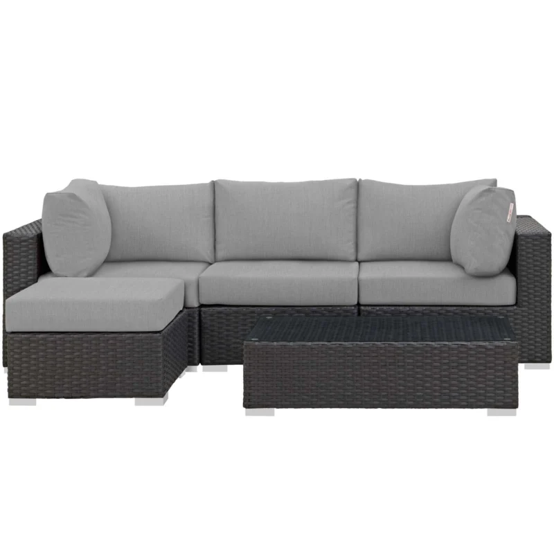 Modway Sojourn 5 Piece Outdoor Patio Sunbrella Sectional Set - EEI-1890 - EEI-1890 | Outdoor Sofas, Loveseats & Sectionals | Modishstore - 1