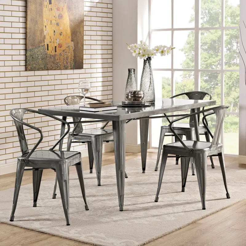 Modway Alacrity Rectangle Metal Dining Table - Gunmetal - EEI-2033 | Dining Tables | Modishstore - 1