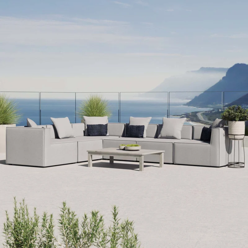 Modway Saybrook Outdoor Patio Upholstered 6-Piece Sectional Sofa - EEI-4385 | Outdoor Sofas, Loveseats & Sectionals | Modishstore - 1