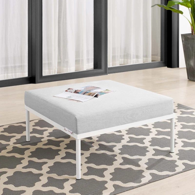 Harmony Sunbrella® Outdoor Patio Aluminum Ottoman By Modway - EEI-4969 | Outdoor Ottomans | Modishstore - 1
