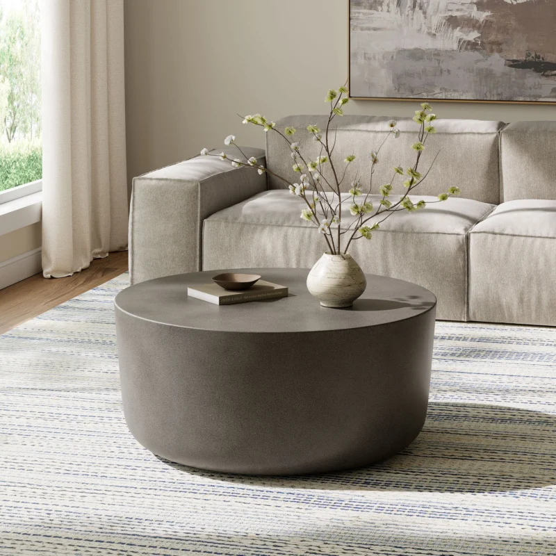Brion Round Indoor - Outdoor Patio Concrete Coffee Table by Modway | Coffee Tables | Modishstore - 1