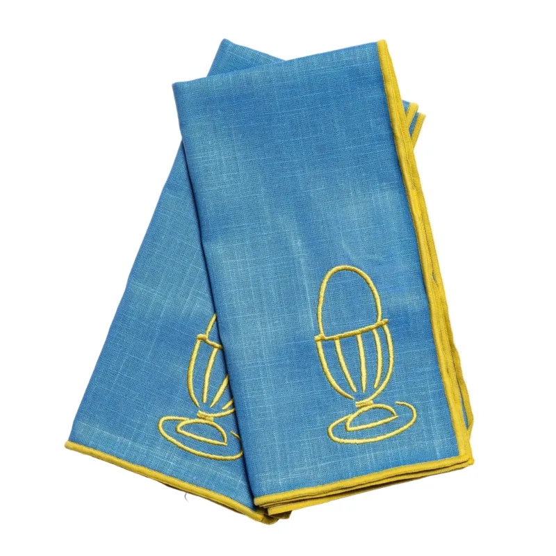 Linen Embroidered Napkins | 'A Good Egg'