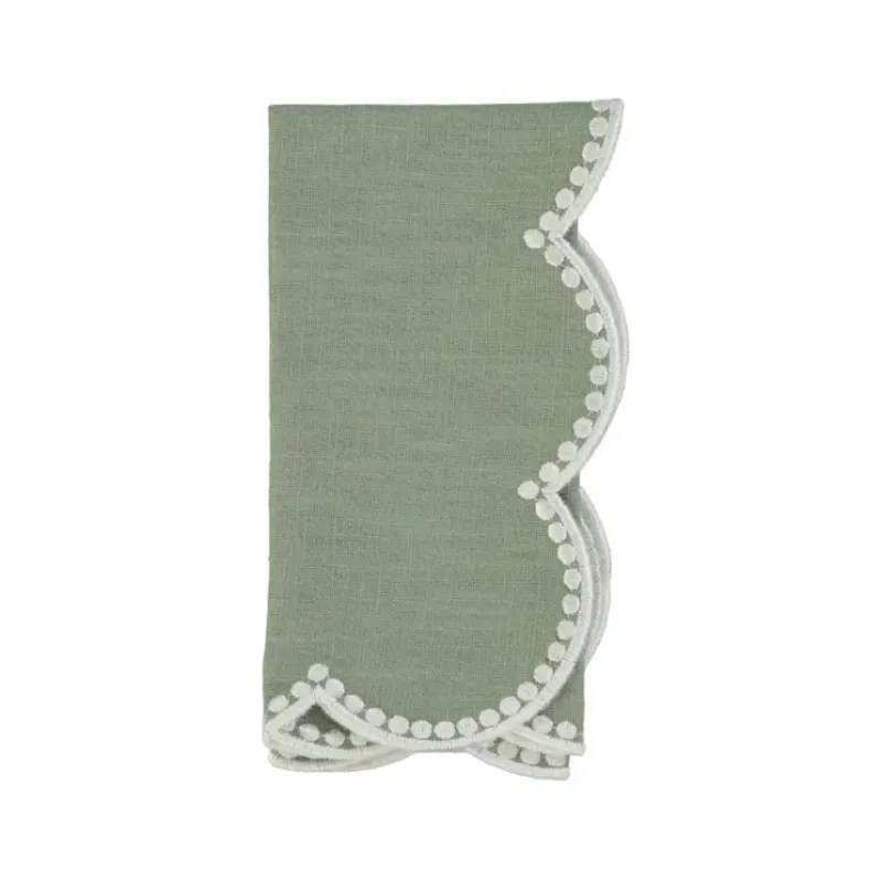 Napkin Gotas, Light Green with White