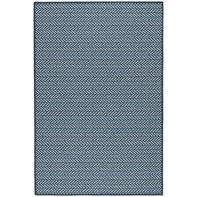 Herringbone Navy Machine Washable Rug
