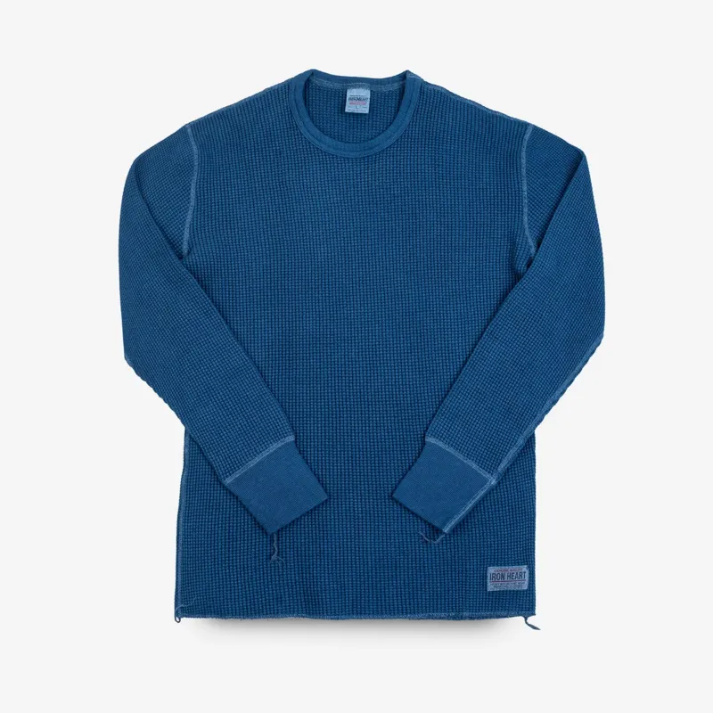 IHTL-1301-IND - Waffle Knit Thermal Long Sleeved Crew Neck - Indigo
