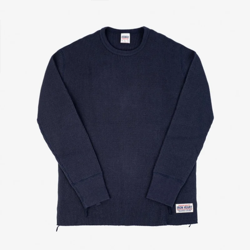 Image showing the IHTL-1301-NAV - Waffle Knit Thermal Longsleeve Navy which is a T-Shirts described by the following info Back In, IHSALE_M23, Iron Heart, Released, T-Shirts, Tops and sold on the IRON HEART GERMANY online store